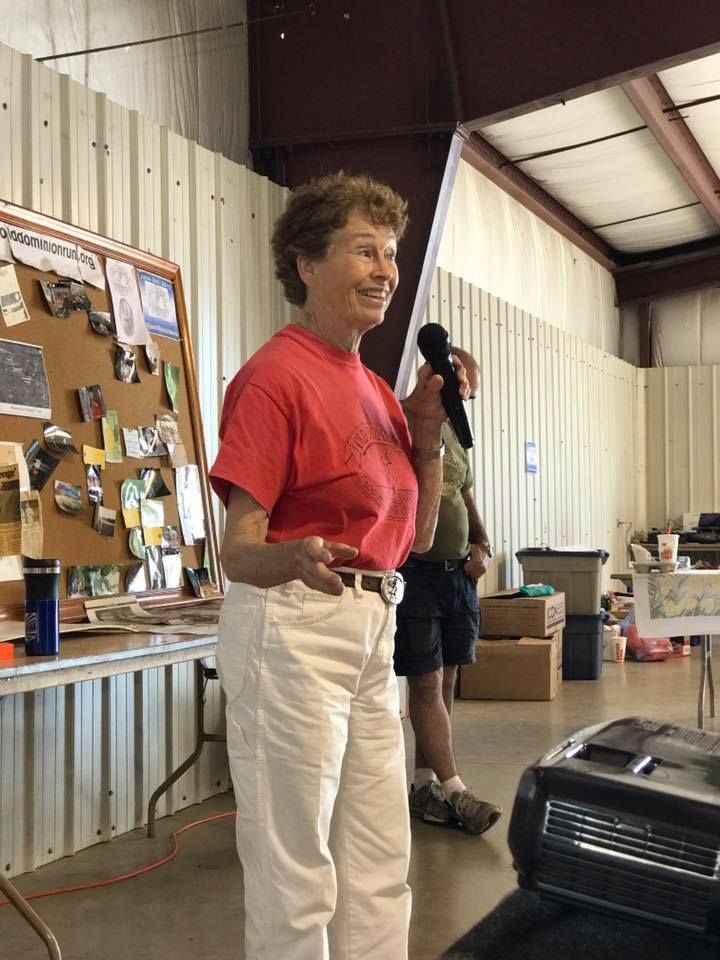 Founder Pat Botts, gives a speech at the Race Briefing