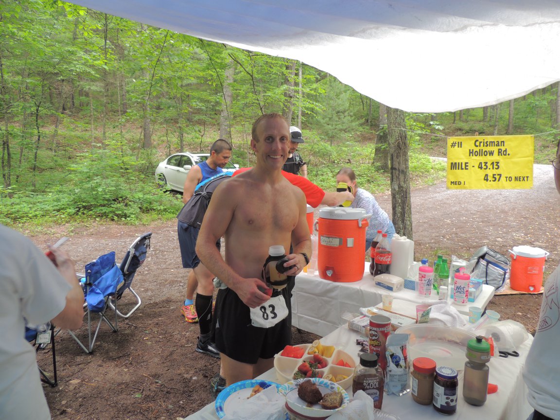 Bib 83 smiles at the camera at Crisman Hollow