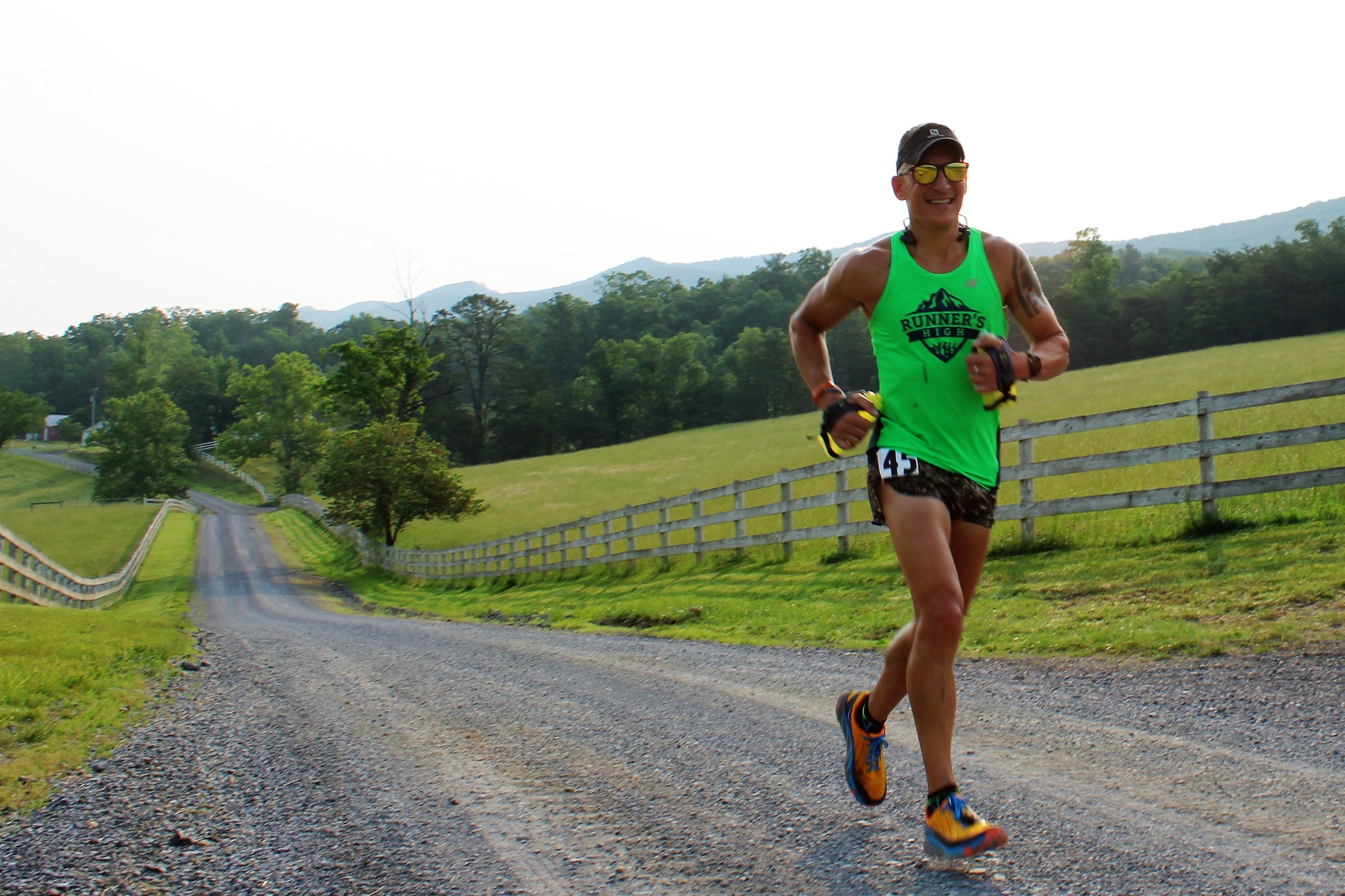 Rich Ropel runs along the creekside section of the course. 