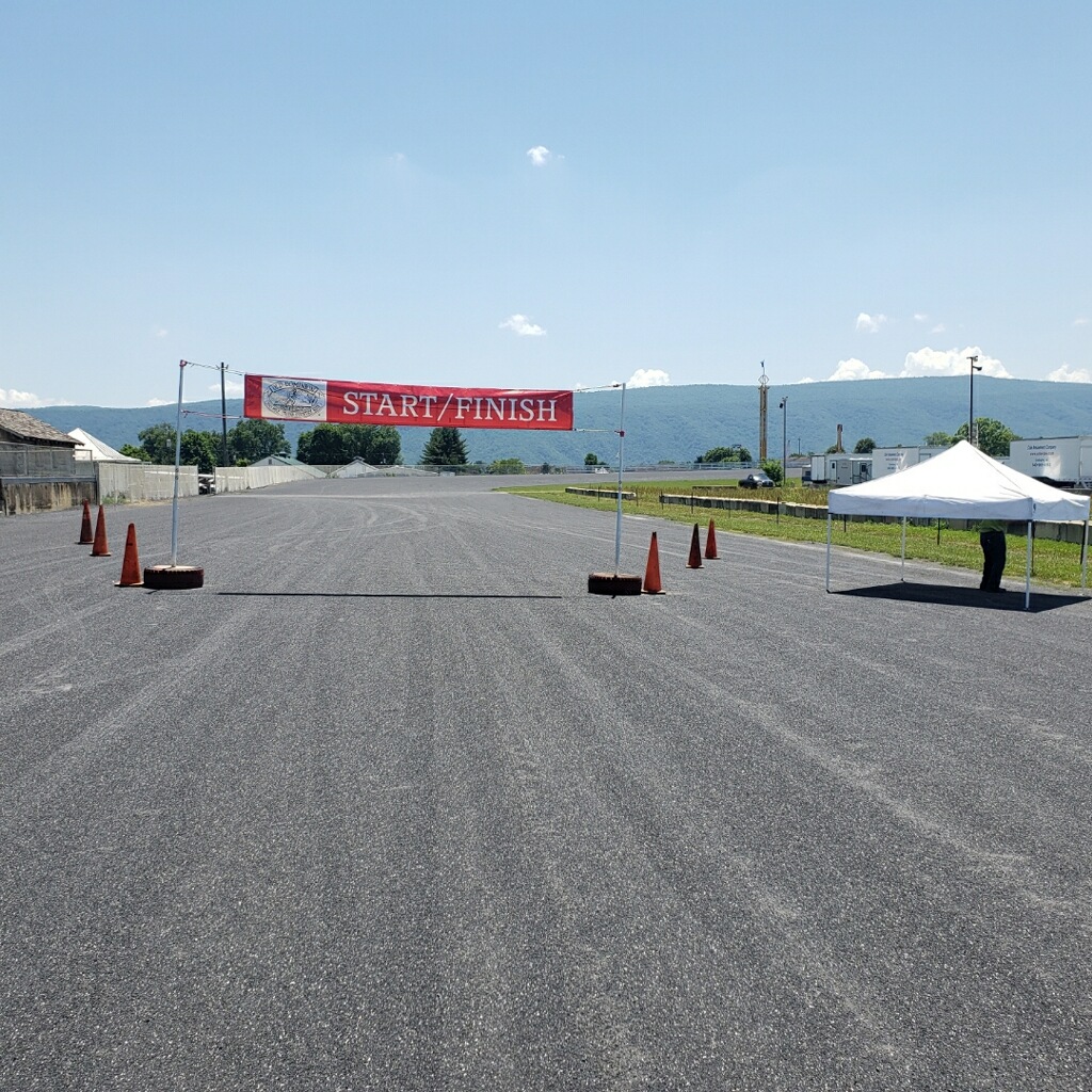 Finish line during the bright afternoon sun