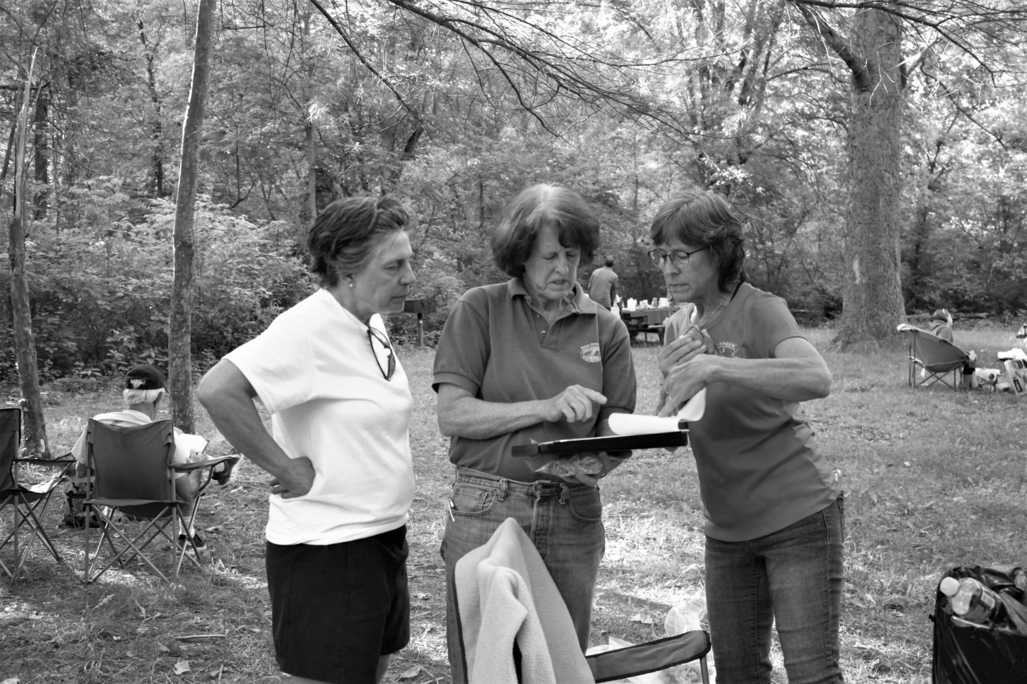 Black and white photo of 
          race management team at Elizabeth Furnace.